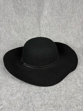 D&Y Black 100% Wool Wide Brim Floppy Boho Western Hat